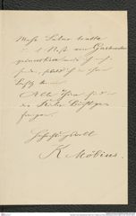 Nachlass Franz Steindachner, Brief von K. Möbius an Franz Steindachner (02.05.1882), Inv.Nr. 343.02, Seite 2